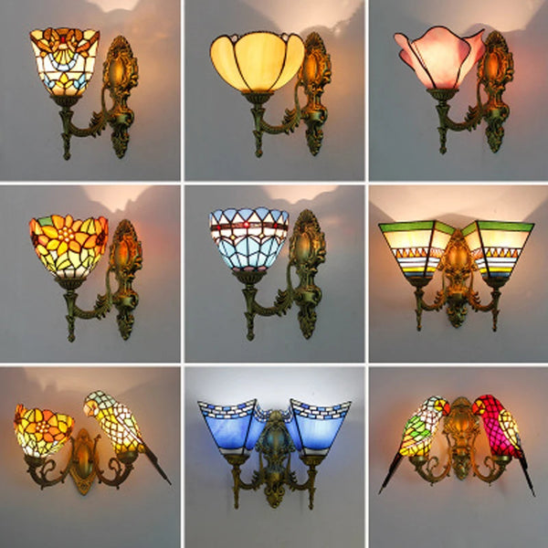 Retro Wall Lamp American Bedroom Bedside Lamp European Living Room Retro TV Background Light Stairs Aisle Wall Lamp