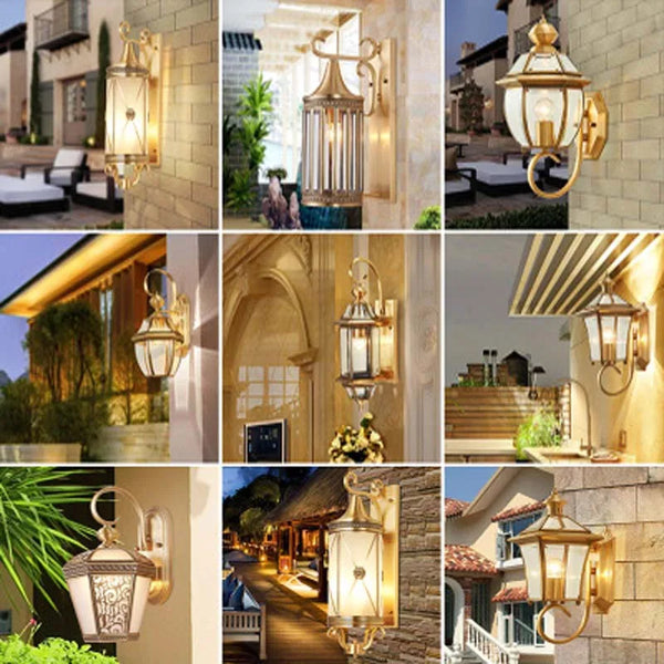 Outdoor waterproof wall lamp garden lamp villa entrance decorative lighting balcony aisle corridor all copper outdoor wall lamp