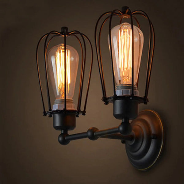 Loft Retro Single/Double-Head Pomelo Wall Lamp American Country Iron Antique Restaurant Corridor Corridor LED Wall Lamp