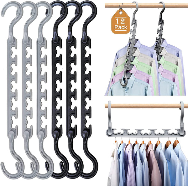 Magic Space Saving Hangers, Closet Organizers and Storage,12 Pack Closet Organizer Hangers, Sturdy Clothes Organizer for Heavy Clothes Dorm Room Essentials space saving hangers for closet space saving hangers for pants space saving hangers