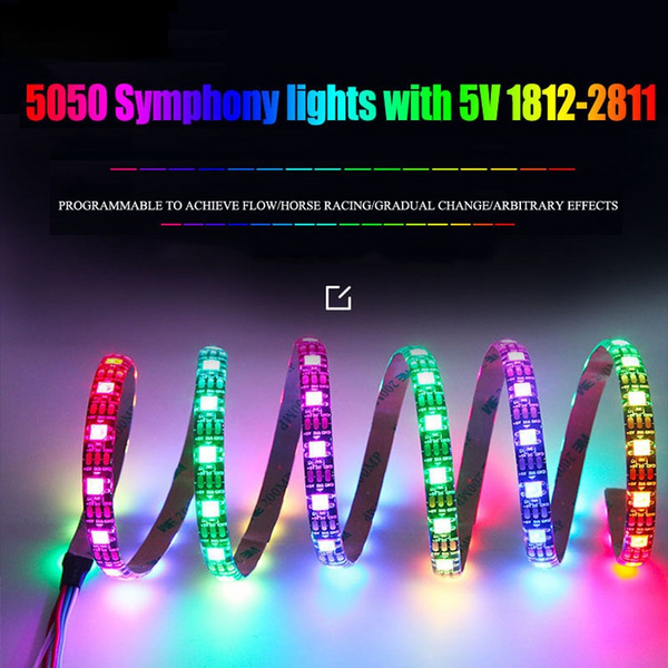 5050led light strip density pixel 5V-30/60/144 lights programmable colorful running water horse racing car music light strip