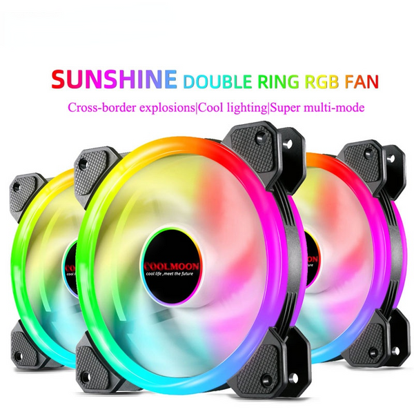 light RGB chassis fan 12cm desktop computer cooling fan wireless phantom color changing dual-aperture silent fan