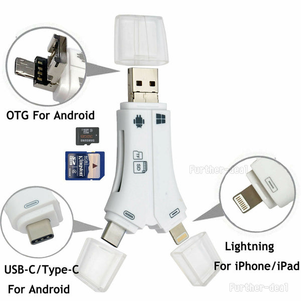 USB Flash Drive TF SD Card Reader for IOS iPhone Macbook iPad Type-C OTG Android