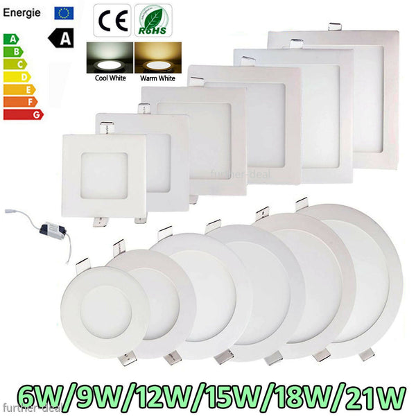 Dimmable Epistar Recessed LED Panel Light 9W 12W 15W 18W 21W Ceiling Down Lights Cool White