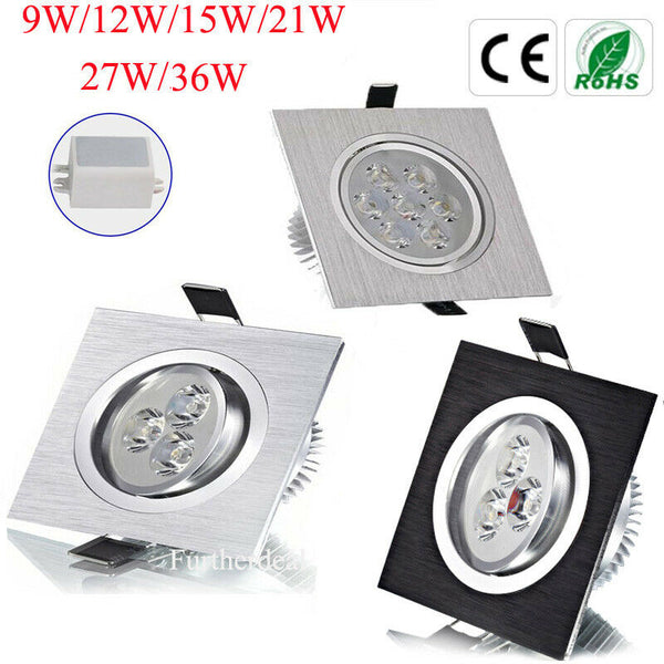 Dimmable Downlight 9W 12W 15W LED Down Light Square Recessed Ceiling Lamp Driver