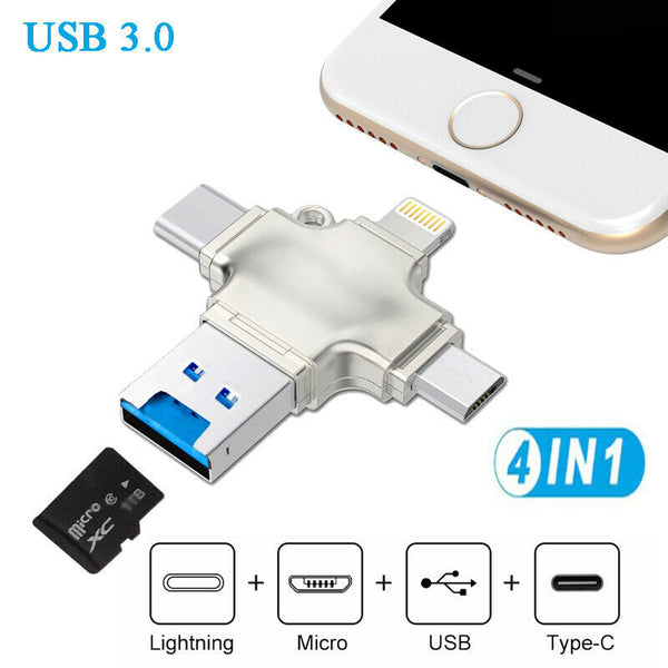 USB 3.0 TF Card Reader Adapter Flash Drive Type C OTG For iPhone Android PC