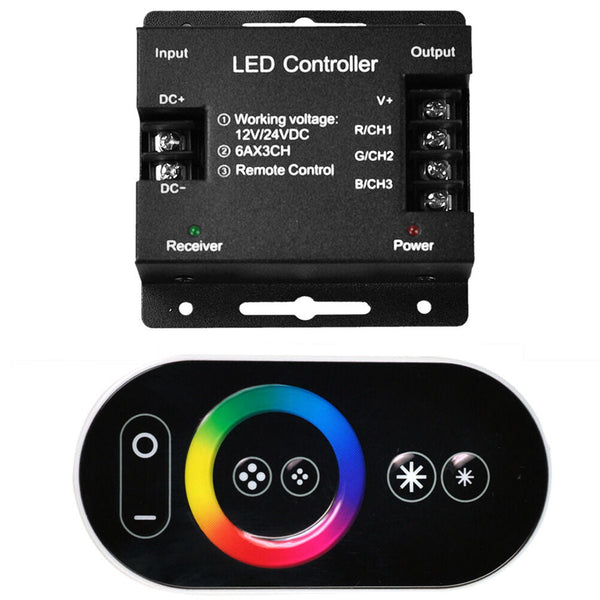 Wireless RF Dimmer Control Touch Remote 3528 5050 RGB LED Strip DC 12V 18A 216W